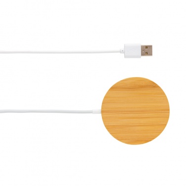 Logotrade reklaminiai produktai nuotrauka: 10W bambuko magnetinis belaidis įkroviklis