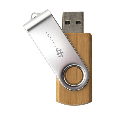 Logotrade verslo dovanos nuotrauka: USB Twist Bamboo iš sandėlio 8 GB