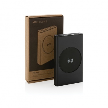 Logotrade korporatīvās dāvanas foto: Terra RCS pārstrādāta alumīnija 5000 mAh jaudas banka 5W bezvadu