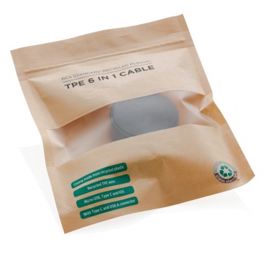 Логотрейд pекламные подарки картинка: Кабель RCS 6-в-1 из переработанного пластика и TPE