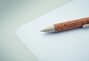Логотрейд pекламные подарки картинка: Cork 4-colour ink ball pen