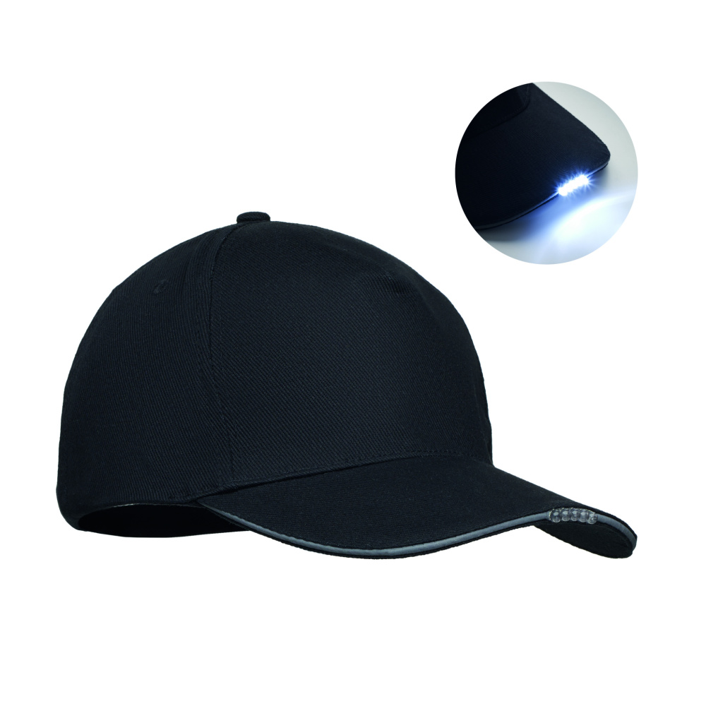 Лого трейд pекламные cувениры фото: 5 panel LED cotton cap 220gr/m²