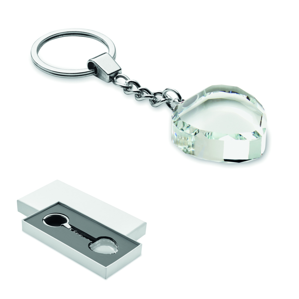 Логотрейд pекламные продукты картинка: Glass heart award key ring
